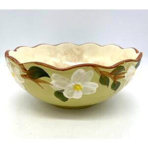 Vintage MCM Stangl White Dogwood Serving Bowl 9” Hand Painted Mid Century